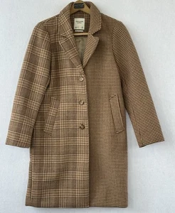 Abercrombie Fitch Academia Plaid Coat Wool Blend Sz S Petite Long - Picture 1 of 4