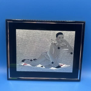 Pierrot auf Spielkarte gerahmtes Bild 10*8 - Bild 1 von 17