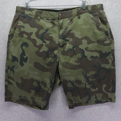 Volcom Shorts Mens 40 Chino Casual Stretch Flex Flat Front Army Green Camo - Image 1 of 4