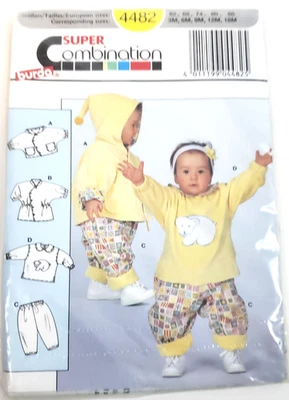 VTG Burda 4482 Baby Unisex Jacket Pants Top Sewing Pattern Uncut 1990s Unopened - Image 1 of 4