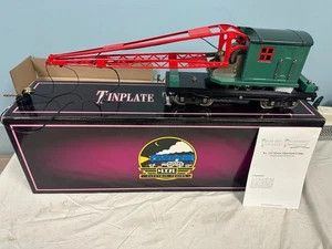 MTH Tinplate Traditions 10-2121 #219P Green & Red Operating Crane Car Brass Trim - Picture 1 of 9