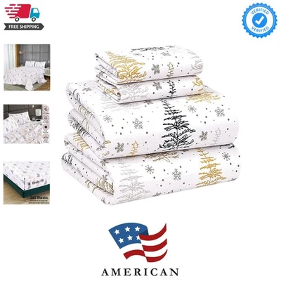 Sábanas de franela tamaño completo - Juego de sábanas 100 % algodón doble cepillado, po... Foto 1 de 4