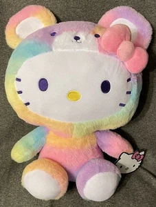Hello Kitty Jumbo 17.5" Rainbow Sherbert Bear Plush Jungkook Rare - Picture 1 of 6