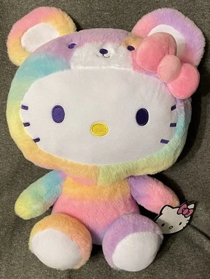 Hello Kitty Jumbo 17.5" Rainbow Sherbert Bear Plush Jungkook Rare - Image 1 of 4