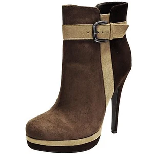 Nuevos zapatos para mujer botas gamuza como hebilla lateral cremallera marrón topo moda botas - Imagen 1 de 10