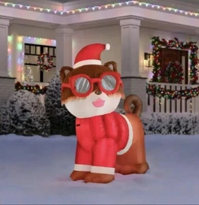 6 Ft. LED Fuzzy Plüsch Weihnachten Pomeranian aufblasbar - Bild 1 von 8