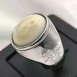 Ring Edelstein 3 Köpfe Elefant Erawan versilbert Edelstahl Thai Buddha Amulett - Bild 1 von 4