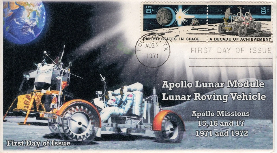 A0-1434-35-1,1971, Space Achievement, FDC, SC 1434-35, Add-on Cachet, Lunar Modu - Image 1 of 1