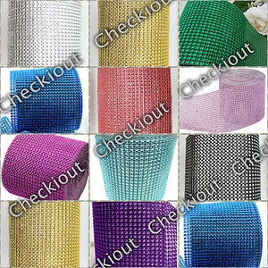 4,5" x 10 Yards Hochzeit Dekoration Zubehör Strass Diamant Wraps Band Netz - Bild 1 von 13