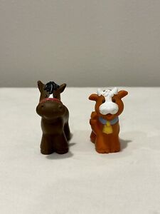 Vintage 1997 Fisher Price Little People Cow Horse Farm Animals Farmer Lot of 2