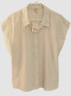 NWT! ANA Women's Blouse Button Down Beige White Polka Dot Sleeveless XL Cotton