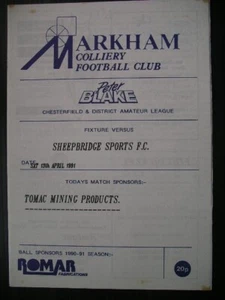 MARKHAM COLLIERY v Sheepbridge 90/1. - Picture 1 of 1