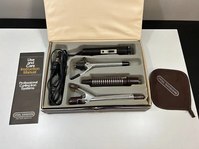 Vintage Vidal Sassoon 5 Pc Curling Iron Brush Set 1/2" & 3/4" Barrels Tested - Image 1 of 4