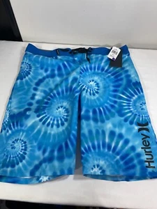 Boys Big Kids Hurley Tie Dye Board Shorts Swim Trunks Blue Size 20 - Picture 1 of 6