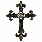 Urbalabs Western Cast Iron Wall Hanging Rustic Cross with Concho Bling Fleur De