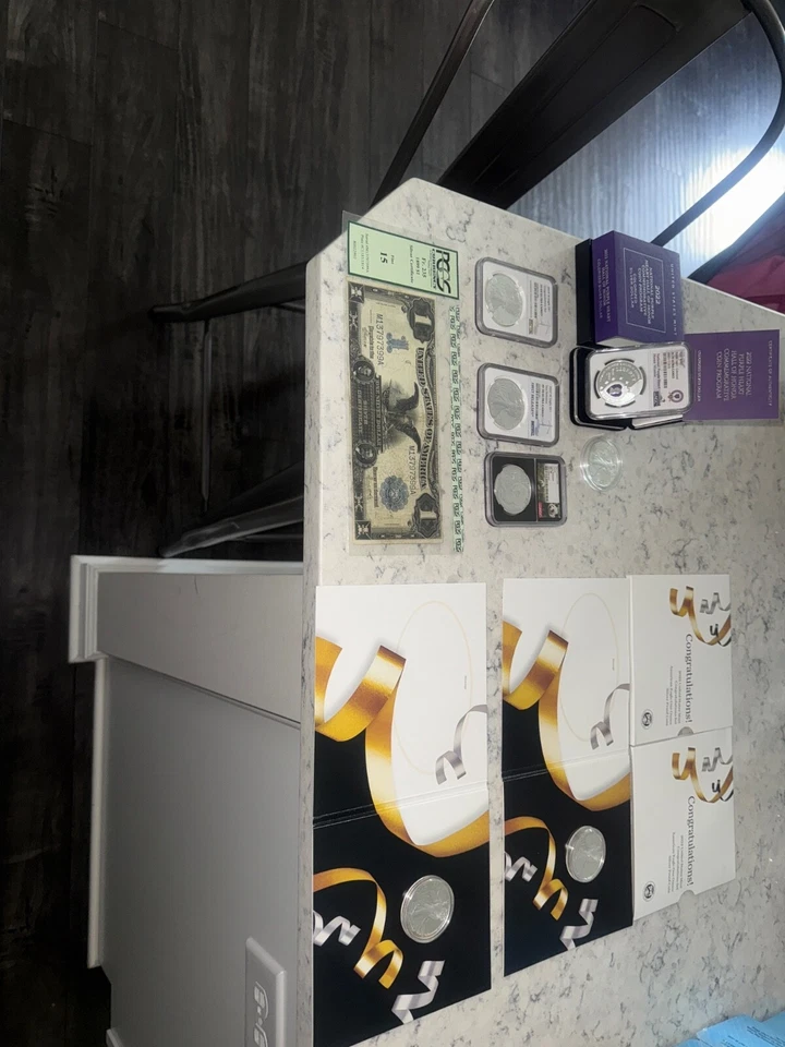 1899 $1 US Silver Certificate, Black Eagle, and silver lot!!!! LOOK!!!!!!!!!!!!! - Image 1 of 4