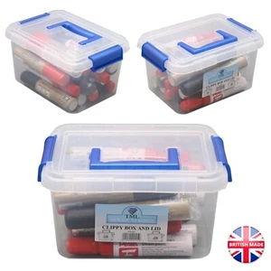 NEW Pack 5 Clear Plastic Storage Boxes Box Clip Top Lids & Carry Handles - Picture 1 of 6