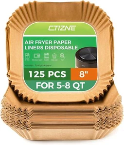 Air Fryer Disposable Paper Liners,125Pcs 8"Square Parchment Paper Non-Stick - Picture 1 of 7