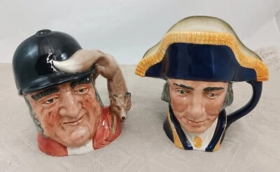 Lot/2 Vintage Royal Doulton Toby Mugs Large 1951 LORD NELSON 1959 GONE AWAY 7" - Image 1 of 4
