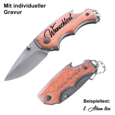TOBILU® Taschenmesser Holzgriff Gravur Personalisiert Mini Messer Klappmesser Geschenk