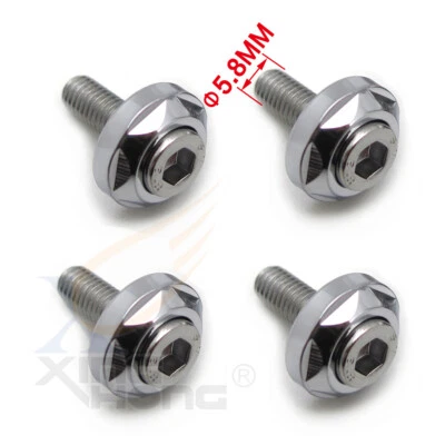 6mm Thread Dia 4Pcs Chrome Bolts Screws Car Motor Decorative License Plate Bolts - Image 1 of 4