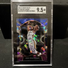 Zion Williamson - 2020-21 Select - Blue White Purple cracked Ice Prizm - SGC 9.5