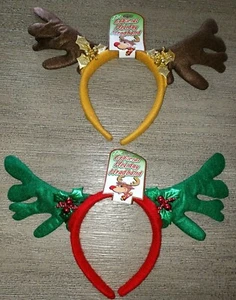 2 NEW NWT CHRISTMAS HEADBANDS holly berries RED GREEN TAN BROWN one size fits mo - Picture 1 of 1