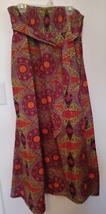 Multicolor Long Maxi Skirt, One Size Fits Most, 100% Cotton