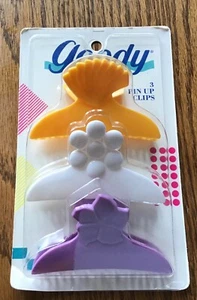 Vintage 1989 Goody Fashion Hair Clips Plastic 3 Pkg NOS 3” Yellow~White~Purple - Picture 1 of 4