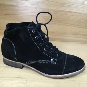 Diba Black Suede soft leather almond Toe Ankle Lace Up Boots Size 8.5 - Picture 1 of 18