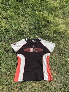 Harley Davidson Motorcycles Spellout Quarter Zip Womens XL Biker T-shirt - Picture 1 of 6