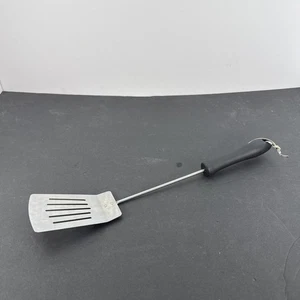 Unbranded Slotted Spatula 15in Metal Blade - Black Plastic Handle - Picture 1 of 12