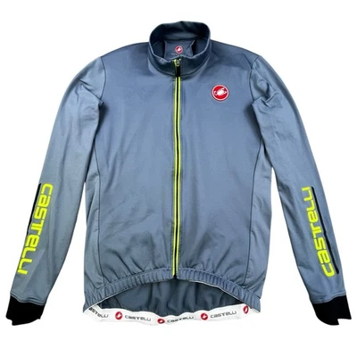 Castelli Cycling Jacket M Blue Full Zip Front Scorpion Logo Fleece Lined Thermal - Image 1 of 4