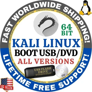 KALI LINUX OS 25.2 LATEST VERSIONS LIVE, FULL INSTALL DVD, USB 64-BIT MAC PC - Picture 1 of 3