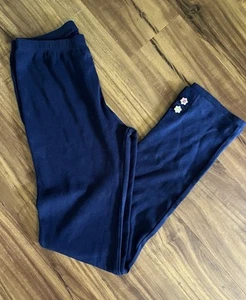 Girls Sz 12 NEW Gymboree Navy Blue Knit Pants Flower Buttons NWOT - Picture 1 of 8