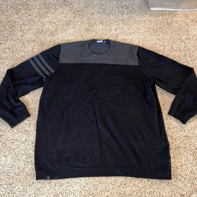Adidas Mens Sweater Black Knit Long Sleeve Crew Neck Pullover Stretch Size 2XL - Image 1 of 4