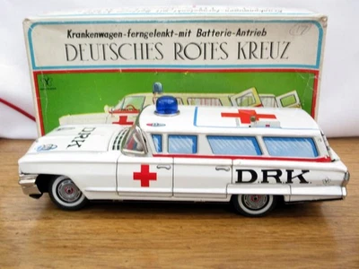 Yonezawa Tinplate Battery Operated German Red Cross Cadillac Ambulance  - Boxed - Image 1 of 4