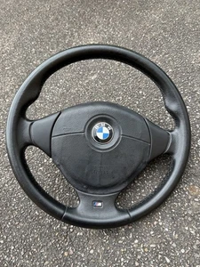 BMW E34 E36 E39 M Sport Steering Wheel Black Leather Genuine OEM - Picture 1 of 5