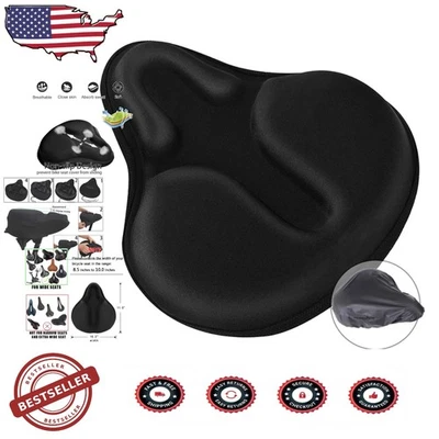 Cojín de asiento de bicicleta de gel extra grande de espuma viscoelástica transpirable ajuste universal Cruiser Foto 1 de 4