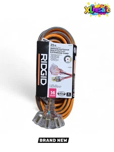 Cable de extensión de salida múltiple RIDGID 25 pies 14/3, naranja y gris, NARANJA/GRIS - Imagen 1 de 7