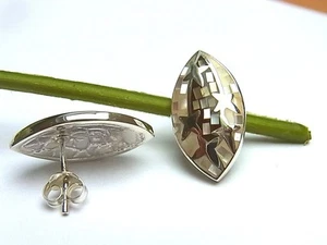 SCHMUCK-STCK OHRSTECKER PERLMUTT MOSAIK SILBER NEU NAVETTE Ohrringe  - Bild 1 von 1