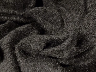 Wool Blend Heavyweight Bearskin Fur Fabric, Per Metre - Plain - Grey - Image 1 of 3