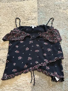 American Eagle Outfitters Tank Top XS Black tiered Cute Summer Preppy Comfy - Picture 1 of 6
