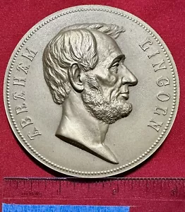 Medalla de bronce inauguración Lincoln 1861 3 pulgadas - original 215 g 76 mm - rara - Imagen 1 de 4