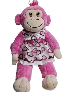 Build A Bear 19" Pink Monkey Heart Belly Valentine Sequined Dress Stuffed Toy - Picture 1 of 15