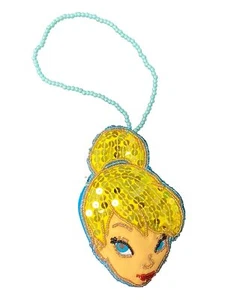 Girls Tinkerbelle Blue Beaded Sequin Coin Purse Wristlet Wallet - Picture 1 of 2