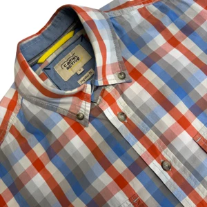 Camel Active Shirt Mens Medium Check Short Sleeve Button Down Casual Regular Fit - Picture 1 of 11