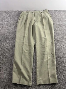 Bugatchi UOMO Pants Size 36x30 Green Tencel Blend Pleated Cuffed - Picture 1 of 10