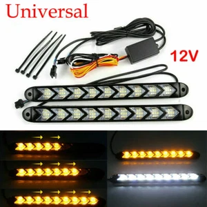 Luz diurna LED 12V blanca DRL conducción señal de giro luces antiniebla 2X ámbar - Imagen 1 de 12