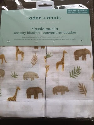 ADEN ANAIS NUEVO CON ETIQUETAS SET TANZANIA SAFARI ANIMALES MANTA SATINADO MUSELINA BLANCA Lovey Foto 1 de 4